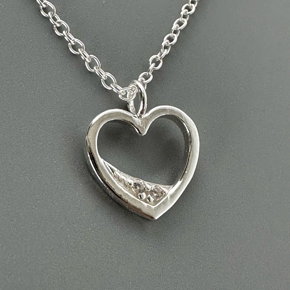 Sterling Silver CZ Heart Necklace - Picture 7 of 11